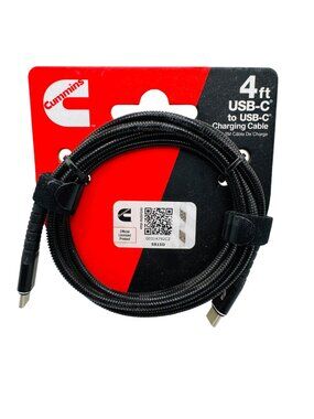 Cummins 4 Ft USB C To USB C Charging Cable Braided Black